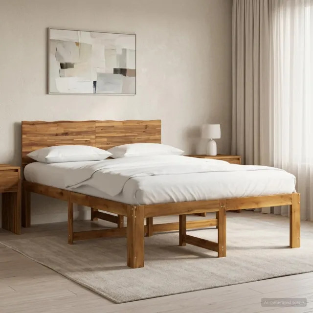 vidaXL Tweepersoonsbed met hoofdeinde ROSTOCK Naturel 152 x 203 cm