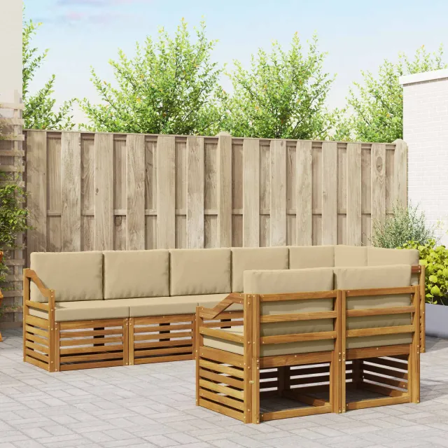 vidaXL Buiten bankenset 8 st 8-zits Natuurlijk en Beige