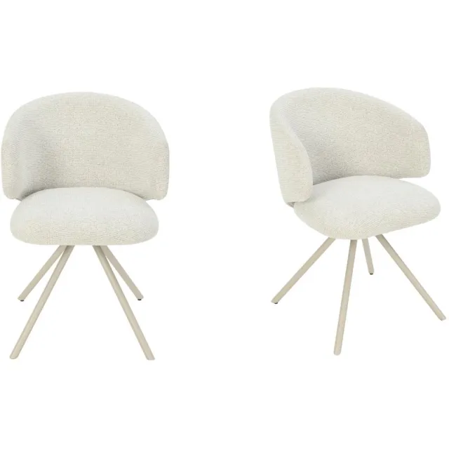 Furnihaus Mozy - Draaibare Eetkamerstoelen met armleuning - Set van 2 - Beige - Stof - Modern Design