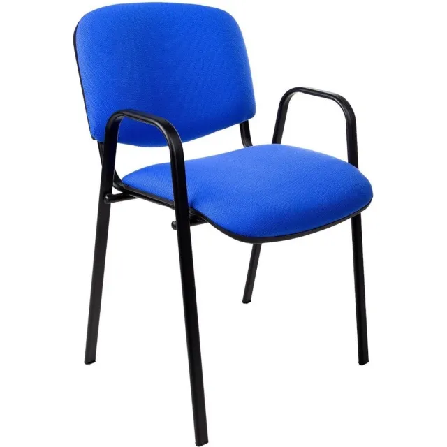 ABC Kantoormeubelen Vergaderstoel of conferentiestoel basic zwart frame met armleuningen Donkerblauw stof