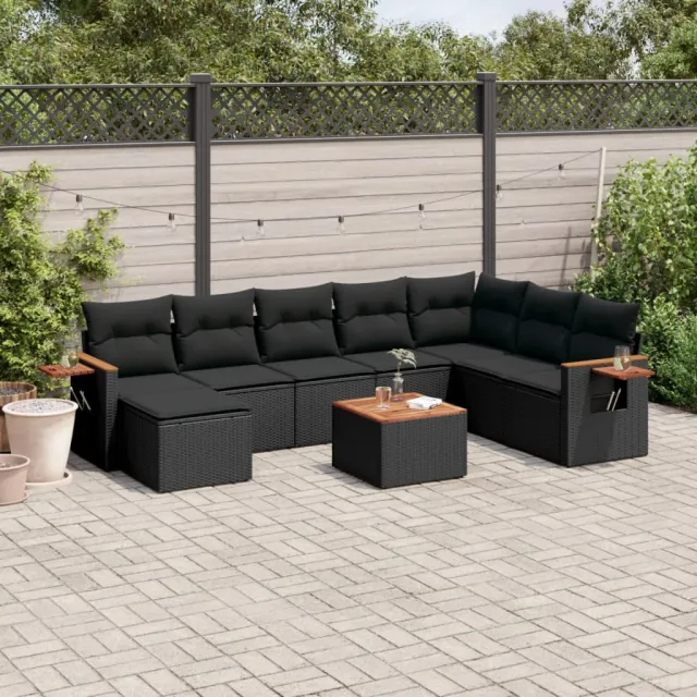vidaXL Patio Sofa Set 9-zits Black, foto 2