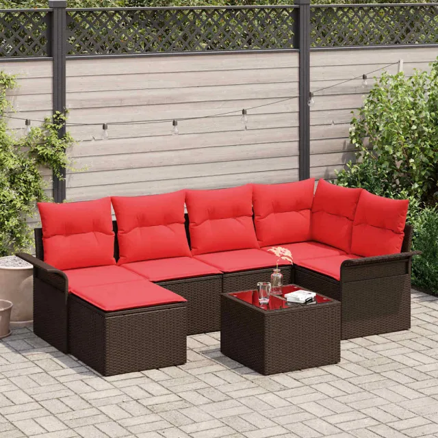 vidaXL Tuin Sofa Set 7 st Bruin poly rattan, foto 2