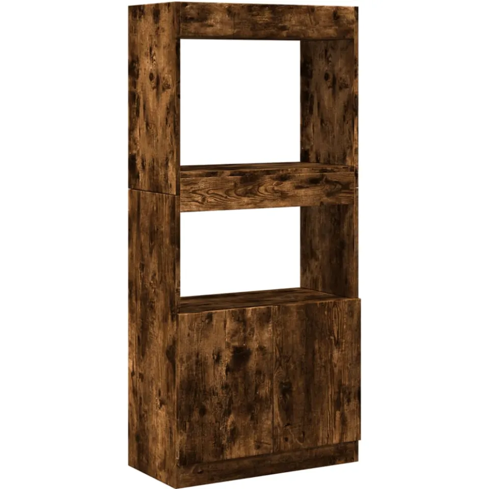 vidaXL Hoge kast 63x33x140 cm bewerkt hout gerookt eikenkleurig, foto 3