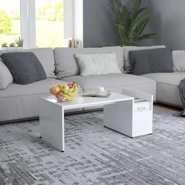 vidaXL Salontafel 90x45x35 cm bewerkt hout wit, foto 2