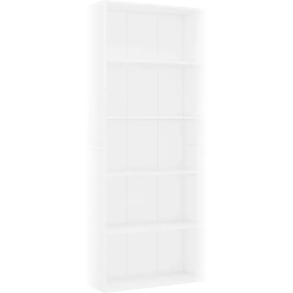 vidaXL Boekenkast met 5 schappen 80x30x189 cm bewerkt hout wit, foto 3