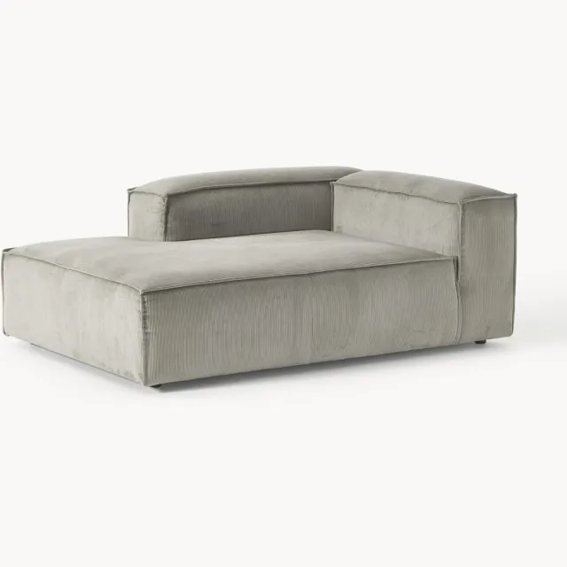 Westwing Collection Chaise longue hoekmodule Lennon van corduroy Grijs