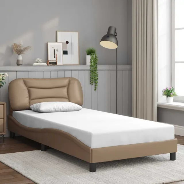 vidaXL Bedframe zonder matras "Hvar" kunstleer cappuccinokleurig 100x200 cm Bruin