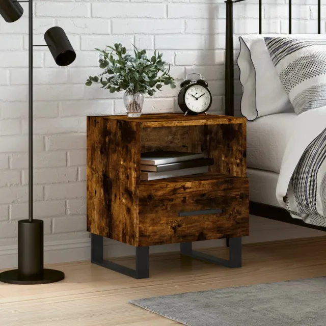 vidaXL Nachtkastje 40x35x47,5 cm bewerkt hout gerookt eikenkleurig, foto 2