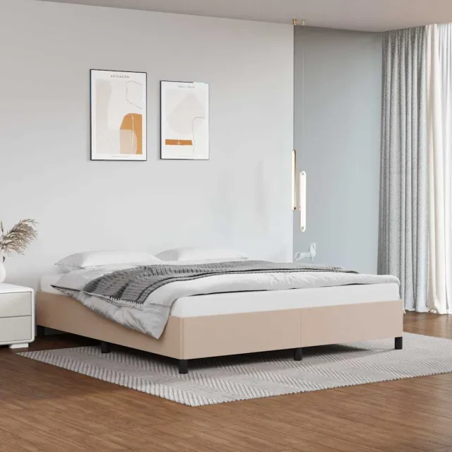 vidaXL Bedframe zonder matras 160x200 cm kunstleer cappuccinokleurig Bruin