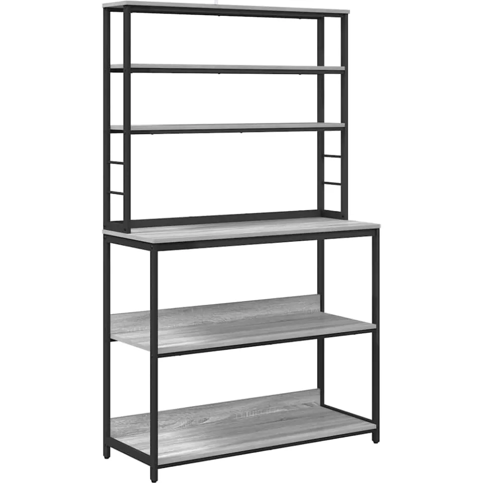 vidaXL Keukenplank 5-laags 100 x 40 x 168 cm Bewerkt hout Grijs Sonoma, foto 3