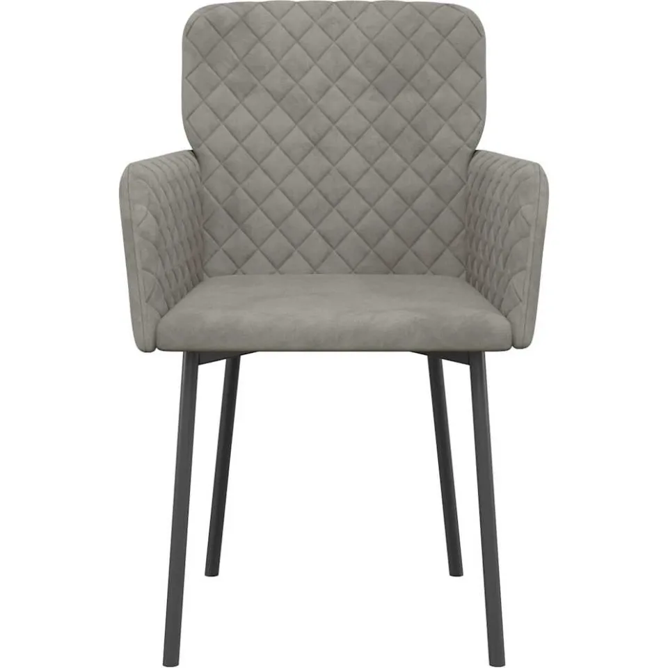 vidaXL Eetkamerstoelen 2 st fluweel lichtgrijs grijs, foto 4