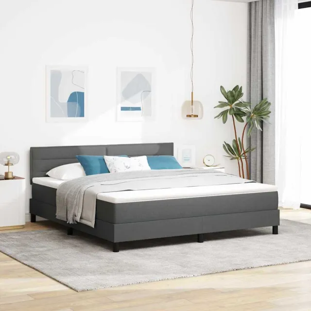 vidaXL Boxspring bed met hoofdeinde Donkergrijs 180 x 200 cm Stof