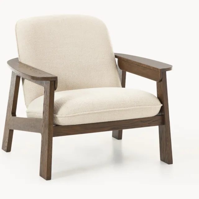 Westwing Collection Loungefauteuil Steve van eikenhout Wit