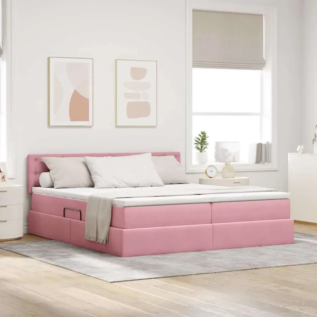 vidaXL Opslag bed 2 st Roze 180 x 200 cm Velvet