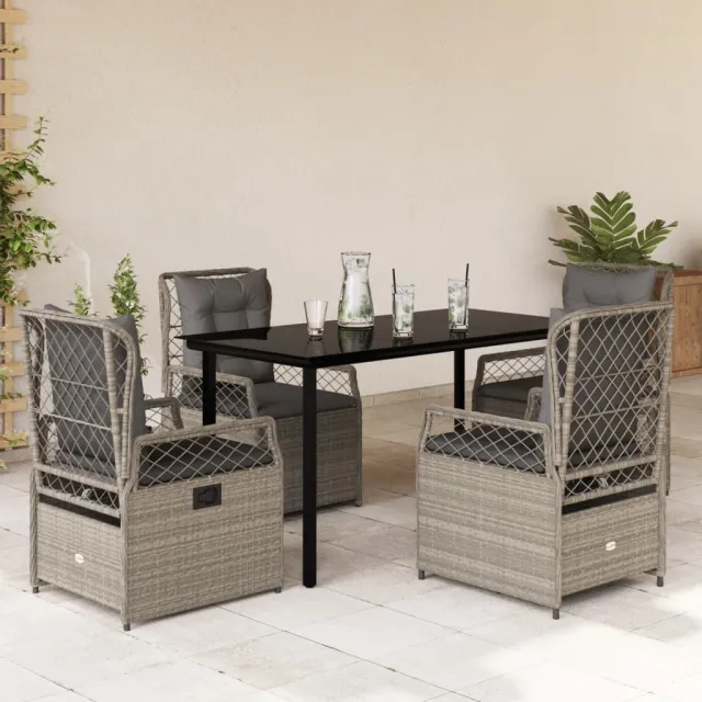 vidaXL 5-delige Tuinset met kussens poly rattan lichtgrijs grijs, foto 2