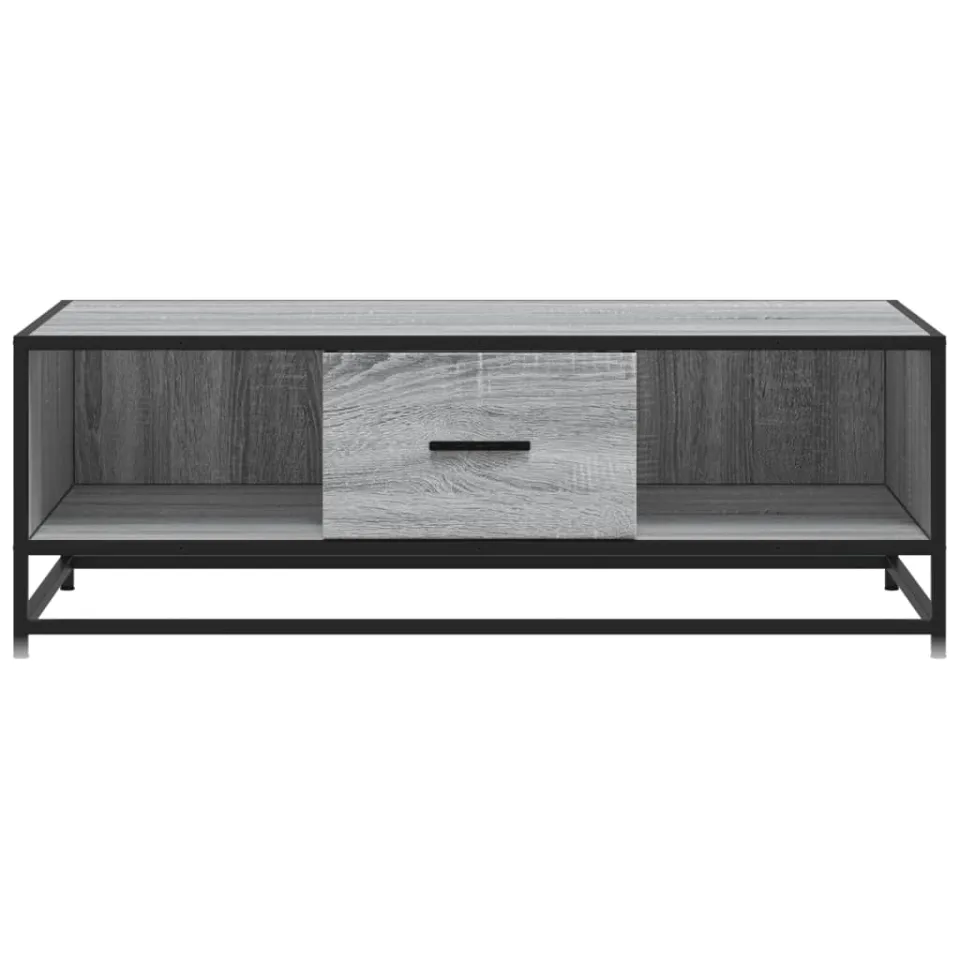 vidaXL Salontafel 100x57x35 cm bewerkt hout en metaal grijs sonoma, foto 4