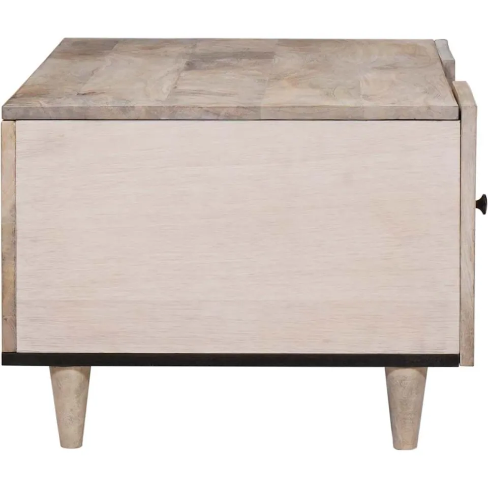 vidaXL Salontafel Bleached Wit 100 x 54 x 40 cm Massief Mango Hout, foto 3