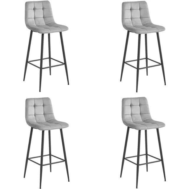 LEOBERT ARCETO kruk - zilvergrijs fluweel / zwarte poten x 4