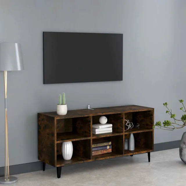vidaXL Tv-meubel met metalen poten 103,5x30x50 cm gerookt eikenkleurig, foto 2