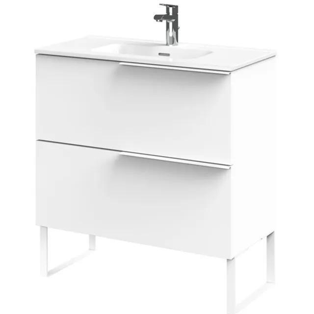 Tiger Pocket Meubelset 80 cm met 2 lades Wit incl Calpe wastafel en loop-poten Hoogglans wit - 800301