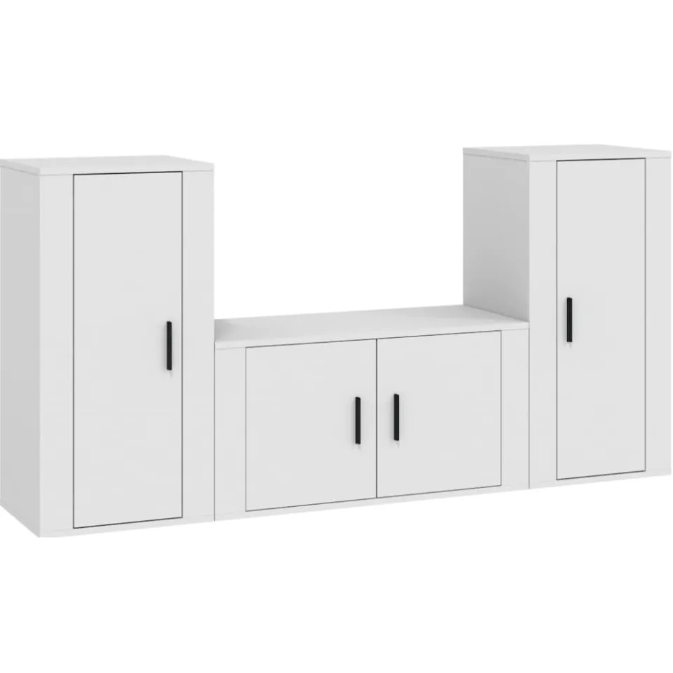 vidaXL 3-delige Tv-meubelset bewerkt hout wit, foto 3