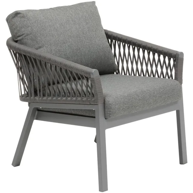 Hespéride Tuinfauteuil van aluminium en gevlochten touw ORIENGO Gris graphite