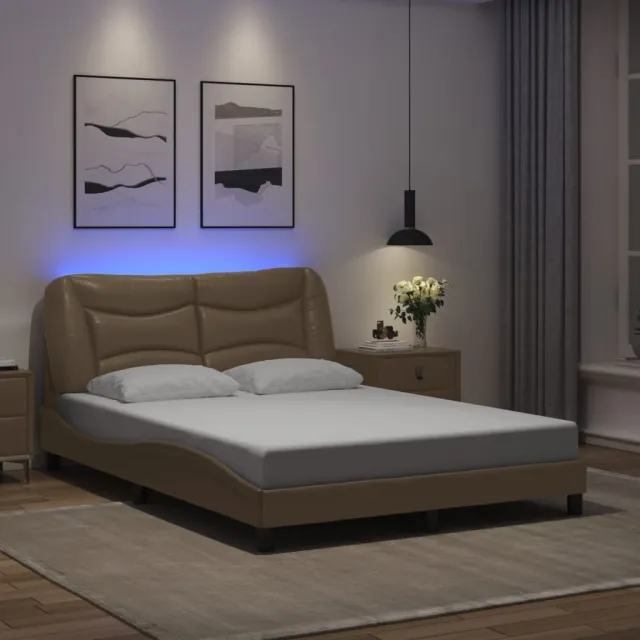 vidaXL Bedframe met LED zonder matras "Hvar" cappuccino 120x200 cm Bruin