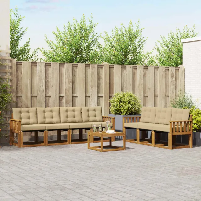 vidaXL Buiten bankenset 8 st 7-zits Natuurlijk en Beige