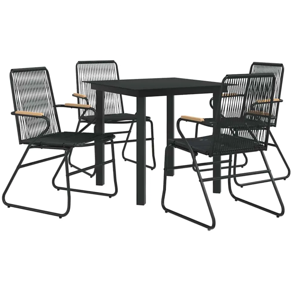 vidaXL 5-delige Tuinset PVC-rattan zwart, foto 3
