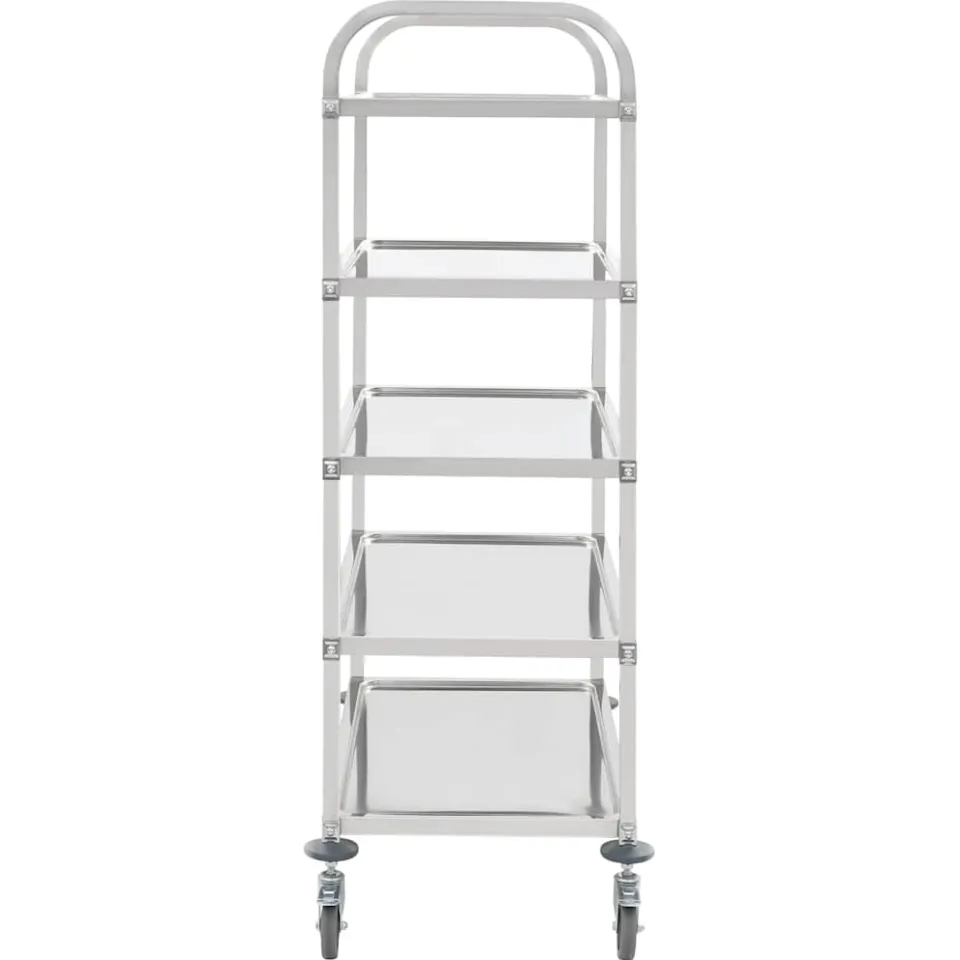 vidaXL Keukentrolley 5-laags 107x55x147 cm roestvrij staal, foto 3