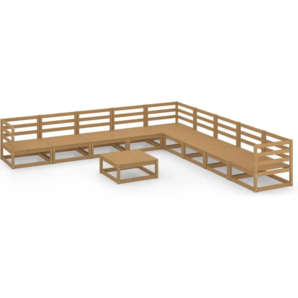 vidaXL 10-delige Loungeset massief grenenhout honingbruin bruin, foto 3