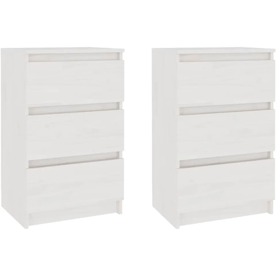 vidaXL Nachtkastjes 2 st 40x29,5x64 cm massief grenenhout wit, foto 3
