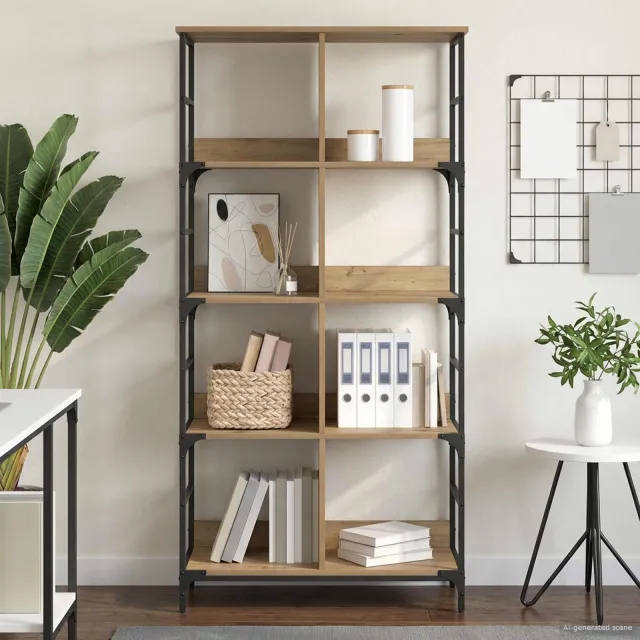 vidaXL Boekenkast 4-laags 78,5 x 33 x 153 cm metaal PB bruin