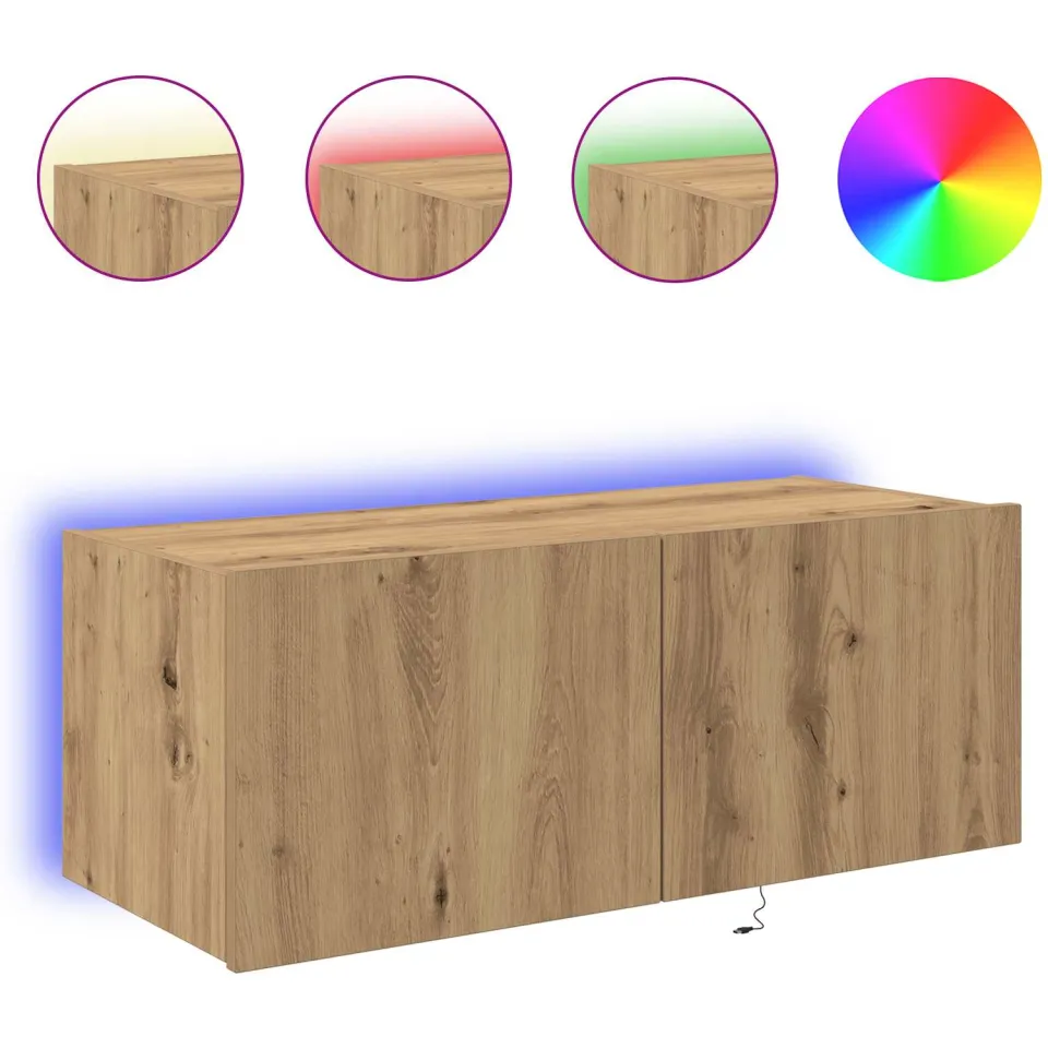 vidaXL TV Wandkast 80 x 35 x 31 cm Artisan Eiken Bewerkt hout, foto 4
