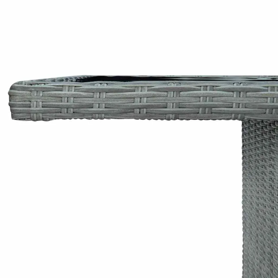 vidaXL Tuintafel poly rattan en gehard glas lichtgrijs grijs, foto 3