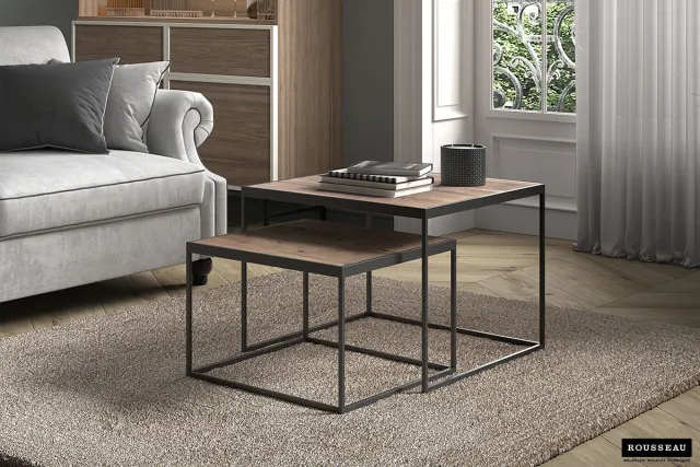 Rousseau Salontafel 'Quinn' 2-delig Mango Hout Wit