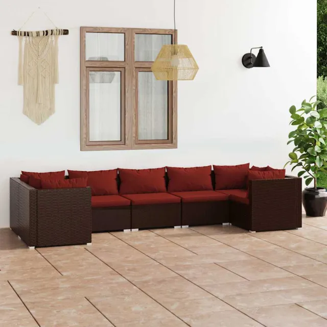 vidaXL 7-delige Loungeset met kussens poly rattan bruin, foto 2