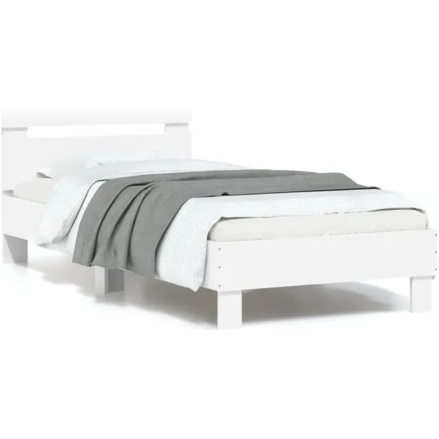 vidaXL Bedframe met hoofdbord en LED-verlichting wit 90x200 cm