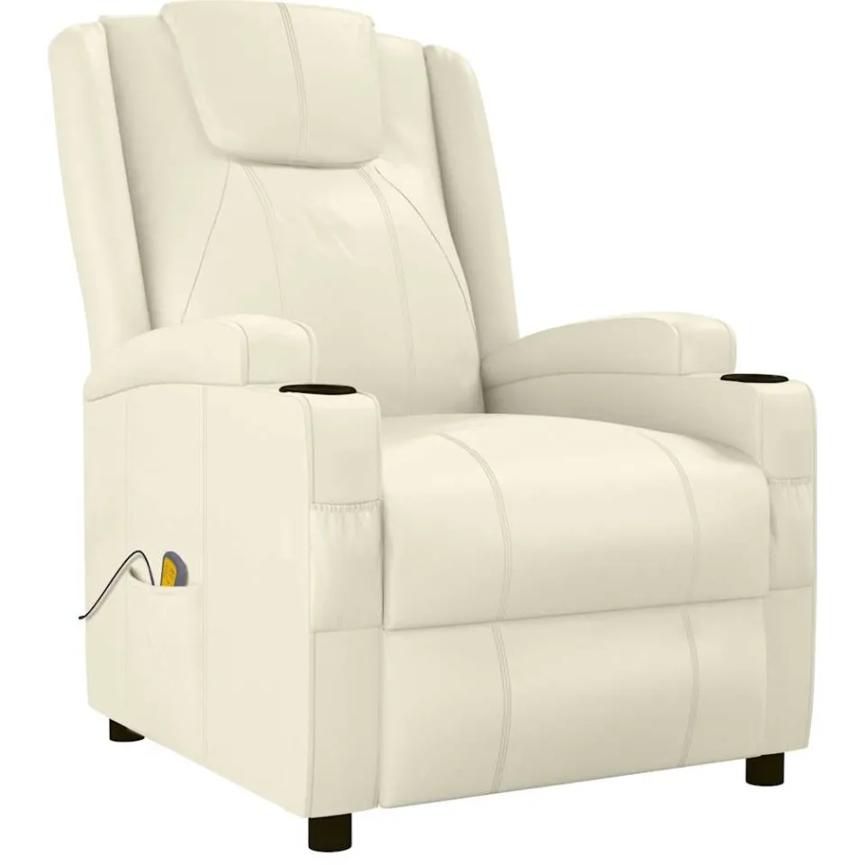 vidaXL Massagestoel kunstleer crèmewit, foto 3
