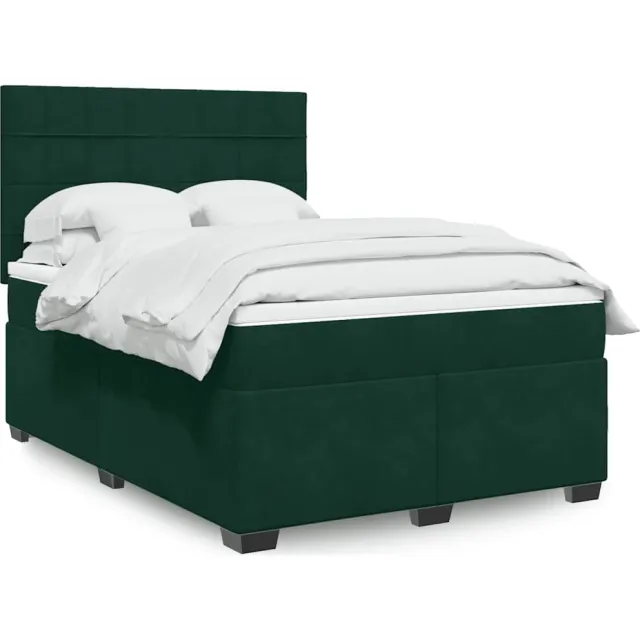 vidaXL Boxspring met matras fluweel donkergroen 160x200 cm groen