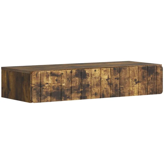 vidaXL Wandgemonteerde - Zijtafel - 87,5 - x - 34,5 - x - 17 - cm - Bewerkt - hout Gerookt eiken