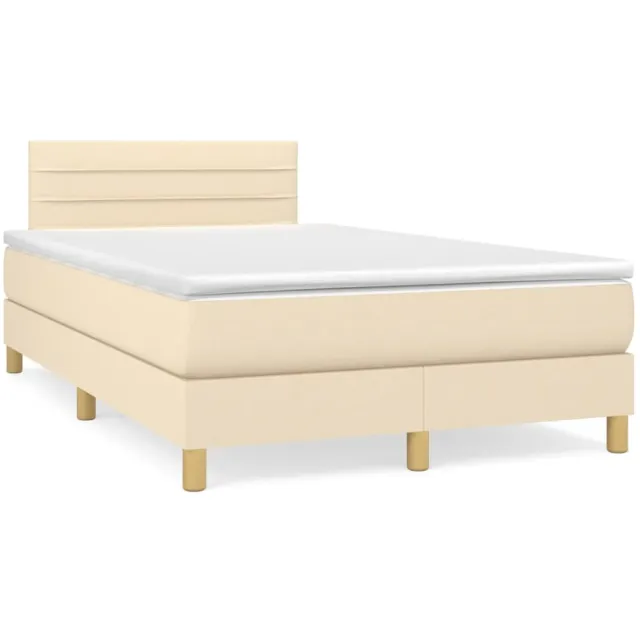 vidaXL Boxspring met matras stof crèmekleurig 120x190 cm