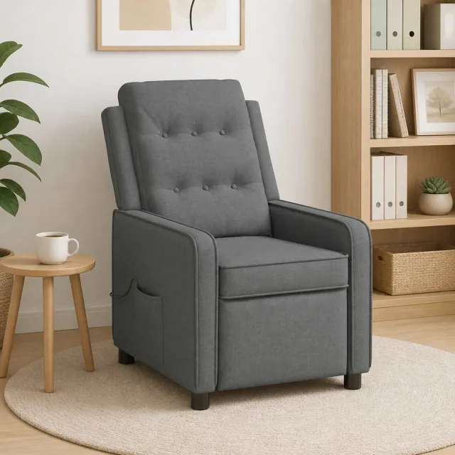 vidaXL Massage-relaxstoel Donkergrijs 65 x 93 x 102 cm Stof, foto 2