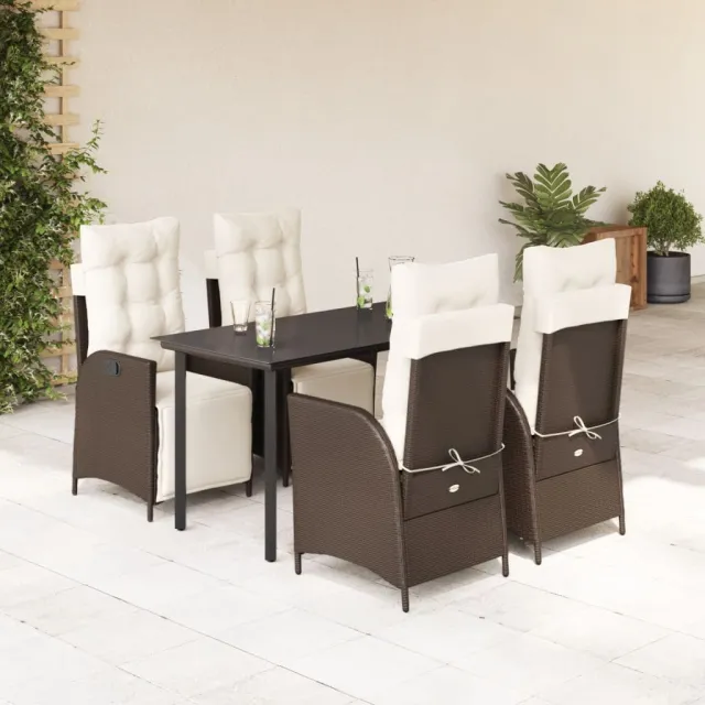 vidaXL 5-delige Tuinset met kussens poly rattan bruin, foto 2
