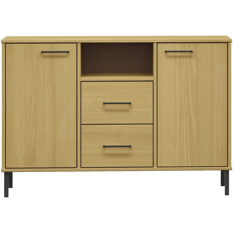 vidaXL Dressoir met metalen poten OSLO 113x40x77 cm grenenhout bruin