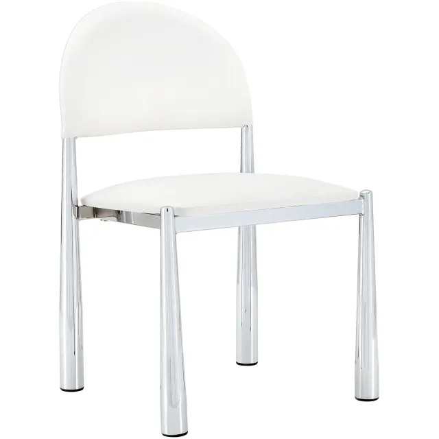 MUVANO Witte eetkamerstoelen set van 2 - Keukenstoelen - Halfronde rugleuning - PU-kunstleer en metalen poten - 80 cm hoog - Voor keuken en eetkamer
