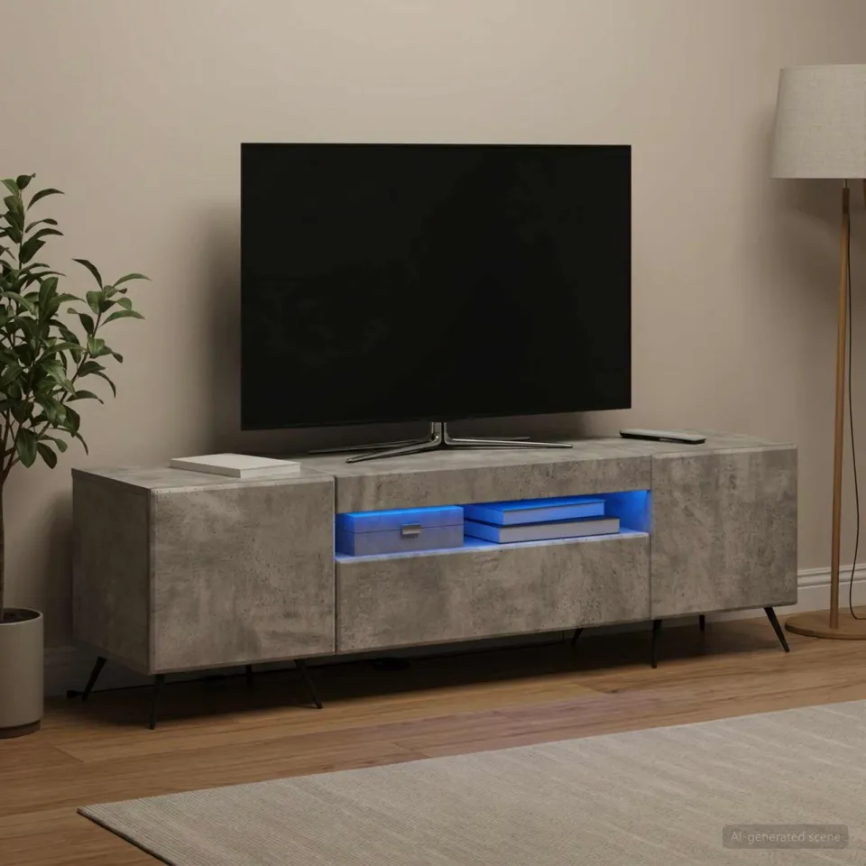 vidaXL LED tv-meubel Betongrijs Bewerkt hout grijs, foto 4