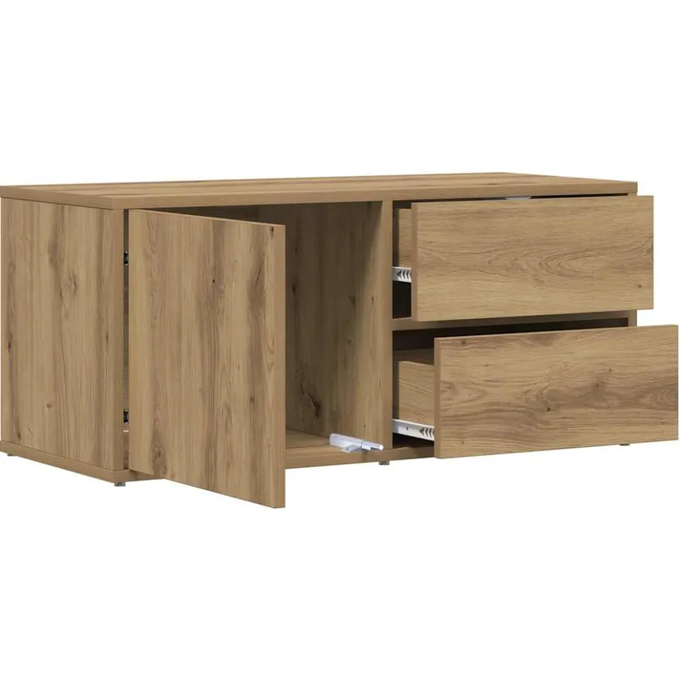 vidaXL Tv-meubel 80x34x35,5 cm bewerkt hout artisanaal eikenkleur Bruin