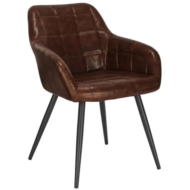 Klarven Eetkamerstoel Leer grijs bruin - Dining Chair - Metalen frame, Stevig gestoffeerd - Ergonomisch zitcomfort, Eenvoudig te monteren lichtgrijs
