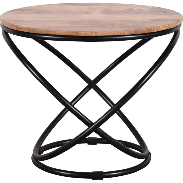 koloniaal teakhuis Salontafel-Bijzettafel-Rond-Mangohout-Twist-rond 40cm-Koloniaal Teakhuis lichtbruin